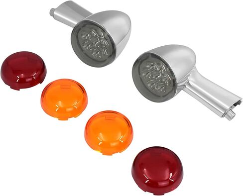 Rear Bullet Turn Signal LED Running Light Indicator Taillight w/ 6pcs Lens Fit for Harley Sportster XL 883 1200 1992-2022 (Long Arm-Chrome Housing) in Kuwait