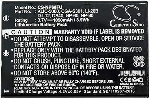 3.7V 1050mAh NP-60 Battery Replacement for Divi CAM 428 in Kuwait