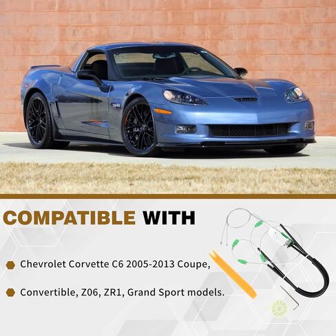 Front Driver Window Regulator Repair Kit Compatible with Chevrolet Corvette C6 2005 2006 2007 2008 2009 2010 2011 2012 2013 Front Left Driver Side Fixes Sticking/Slow in Saudi Arabia