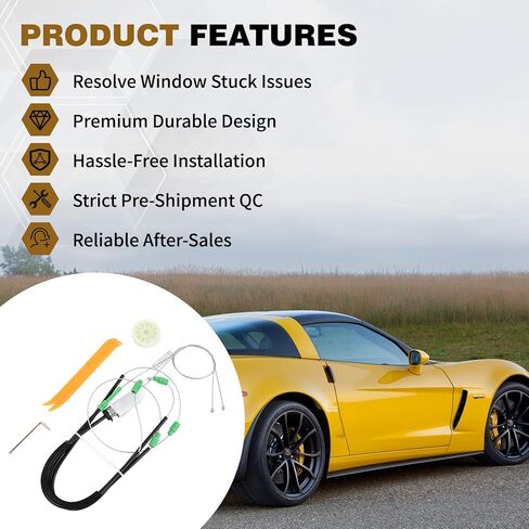 Front Driver Window Regulator Repair Kit Compatible with Chevrolet Corvette C6 2005 2006 2007 2008 2009 2010 2011 2012 2013 Front Left Driver Side Fixes Sticking/Slow in Saudi Arabia