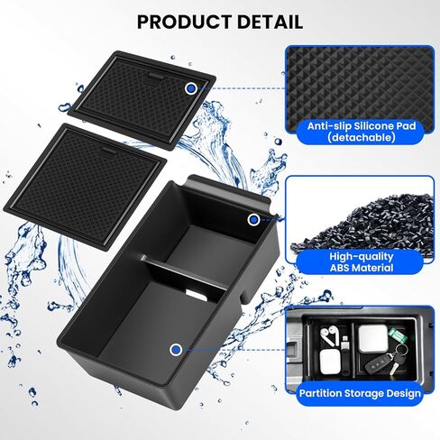 Center Console Organizer Compatible with Nissan Kicks S/SV/SR 2025-2026 Accessories,ABS Armrest Storage Box with Tray Car Interior Accessories,Black in Kuwait