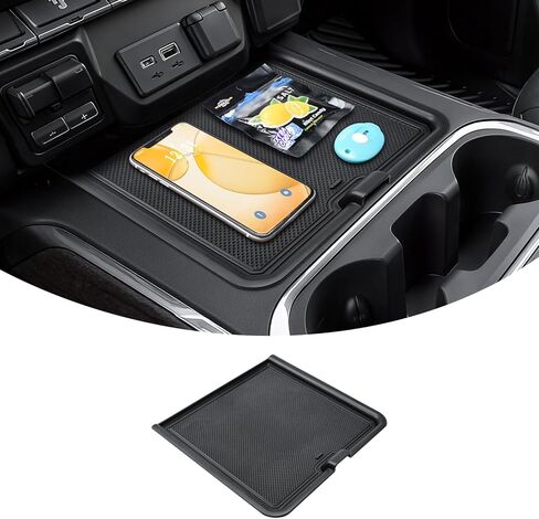 صينية تخزين منظم وحدة التحكم المركزية للشاحنة متوافقة مع ملحقات 2019-2022 Chevy Silverado/GMC Sierra 1500 و2020-2023 Silverado/Sierra 2500HD 3500HD (وحدة تحكم كاملة مع مقاعد دلو فقط) - أسود in Kuwait