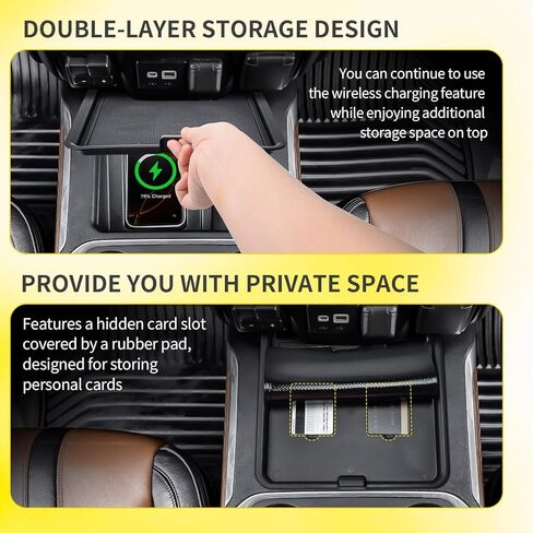 صينية تخزين منظم وحدة التحكم المركزية للشاحنة متوافقة مع ملحقات 2019-2022 Chevy Silverado/GMC Sierra 1500 و2020-2023 Silverado/Sierra 2500HD 3500HD (وحدة تحكم كاملة مع مقاعد دلو فقط) - أسود in Kuwait