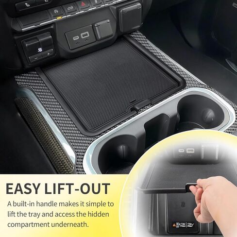 صينية تخزين منظم وحدة التحكم المركزية للشاحنة متوافقة مع ملحقات 2019-2022 Chevy Silverado/GMC Sierra 1500 و2020-2023 Silverado/Sierra 2500HD 3500HD (وحدة تحكم كاملة مع مقاعد دلو فقط) - أسود in Kuwait