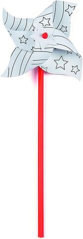 دواليب وطنية من Fun Express DIY - تصنع 12 - حرف يدوية في الولايات المتحدة الأمريكية والرابع من يوليو - ورق وبلاستيك - دواليب 5 بوصة على عصي 10 بوصة in Kuwait