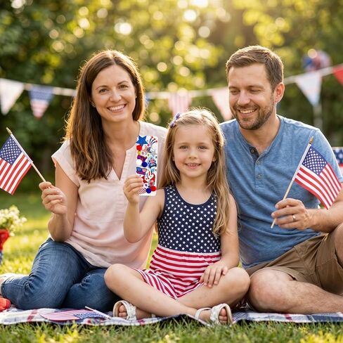 Fancy Land 4th of July Crafts Kits 24 Sets DIY Patriotic Bookmark Decorations Kids Self Adhesive Patriotic Foam Stickers Arts Craft for Independence Day Memorial Day Party Favors Exchange Supplies in Kuwait
