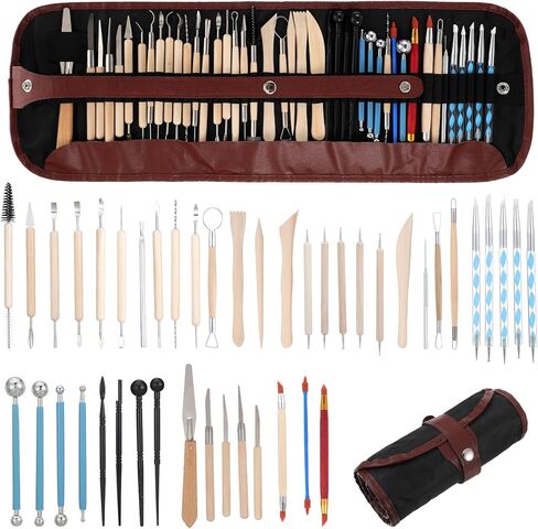 44 Pcs Clay Sculpting Tools Kit, Double Sided Polymer Clay Tool Set for Pottery, Ceramics and Air Dry Modeling, with Carrying Case Bag in Kuwait