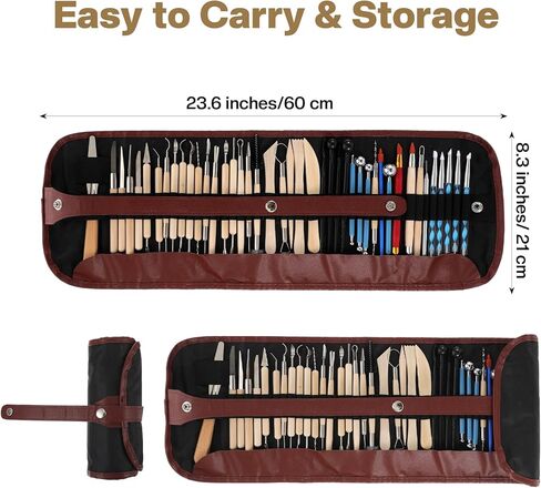 44 Pcs Clay Sculpting Tools Kit, Double Sided Polymer Clay Tool Set for Pottery, Ceramics and Air Dry Modeling, with Carrying Case Bag in Kuwait