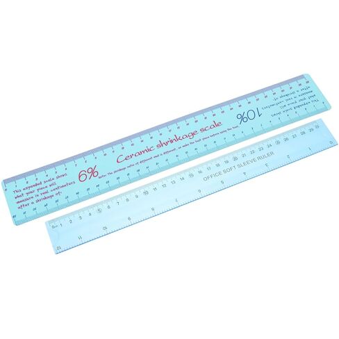 2pcs Ceramic Shrinkage Scale Ruler, Clay Ceramic Measuring Ruler Pottery Sculpture Measuring Tool with Standard Ruler Plastic Flexible Scale Ruler - Standard &Amp; Metric - Trimming Shaping Carving in Kuwait