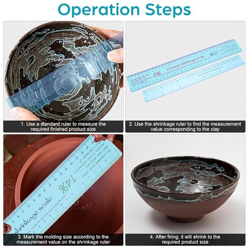 2pcs Ceramic Shrinkage Scale Ruler, Clay Ceramic Measuring Ruler Pottery Sculpture Measuring Tool with Standard Ruler Plastic Flexible Scale Ruler - Standard &Amp; Metric - Trimming Shaping Carving in Kuwait