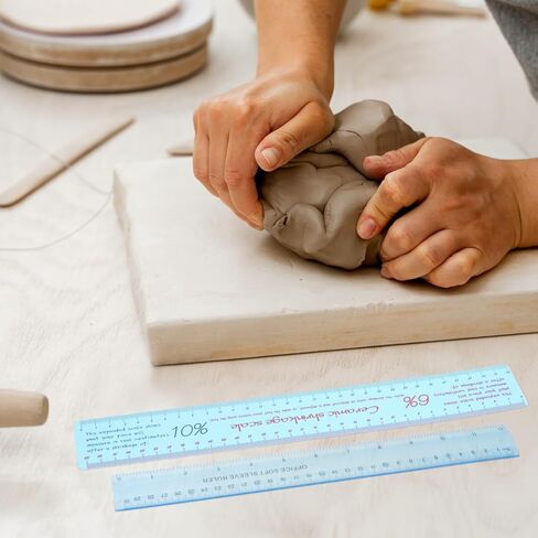 2pcs Ceramic Shrinkage Scale Ruler, Clay Ceramic Measuring Ruler Pottery Sculpture Measuring Tool with Standard Ruler Plastic Flexible Scale Ruler - Standard &Amp; Metric - Trimming Shaping Carving in Kuwait