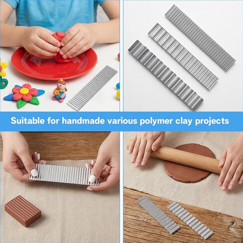 3 Pieces Wave Blades Polymer Clay Cutters, Premium Stainless Steel Clay Cutting Tools Set, Professional Clays Slicing Tool Kit for Blade DIY Shaping Modelling Slicing Sculpting in Kuwait