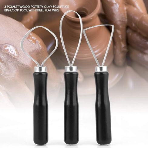 KooingTech Clay Tools, Clay Sculpting Tools 3 PCS, Clay Carving Tools with Handmade Handle Wooden Sculpture Tools, Pottery Sculpting Tools, Sawtooth Steel Pottery Tools for Carving in Kuwait