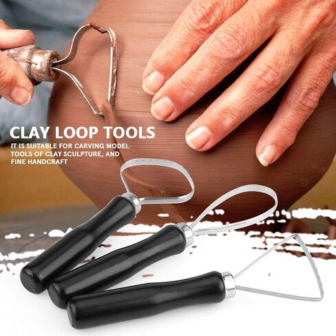 KooingTech Clay Tools, Clay Sculpting Tools 3 PCS, Clay Carving Tools with Handmade Handle Wooden Sculpture Tools, Pottery Sculpting Tools, Sawtooth Steel Pottery Tools for Carving in Kuwait
