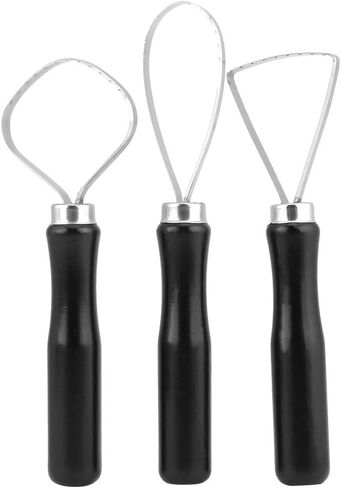 KooingTech Clay Tools, Clay Sculpting Tools 3 PCS, Clay Carving Tools with Handmade Handle Wooden Sculpture Tools, Pottery Sculpting Tools, Sawtooth Steel Pottery Tools for Carving in Kuwait