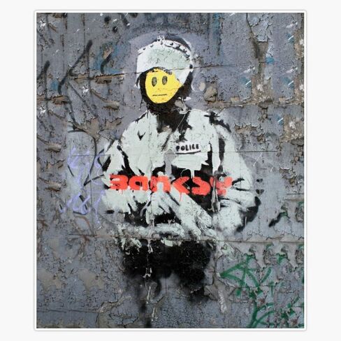 Magnet Banksy Smile Cop Magnetic Vinyl Sticker Decal 5" in Kuwait