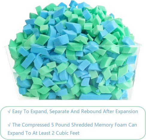 Bean Bag Filler, 10 Pounds Comfortable and Soft Shredded Memory Foam Filling Without Gel, Premium Random Colors BeanBag Stuffing for Various Pillows/Punching Bag/Couch Cushions/Pouf/Dog Bed in Kuwait