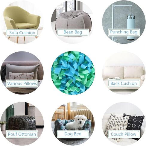 Bean Bag Filler, 10 Pounds Comfortable and Soft Shredded Memory Foam Filling Without Gel, Premium Random Colors BeanBag Stuffing for Various Pillows/Punching Bag/Couch Cushions/Pouf/Dog Bed in Kuwait