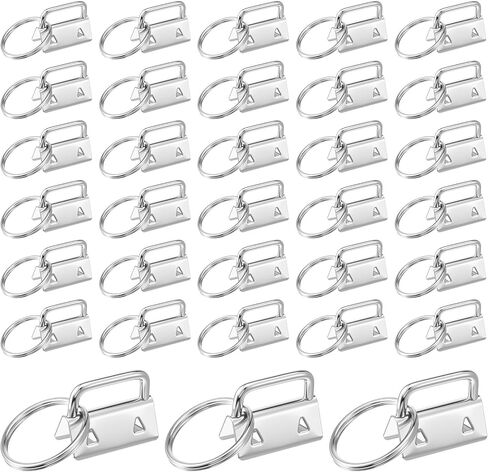 Dimeho Key Fob Hardware 150 Pcs, 1 Inch Keychain Wristlet Bulk Silver Metal Key Lanyard Keys Chain Making Hardware Supplies for Making Keys Chains Bags Hand Craft in Kuwait