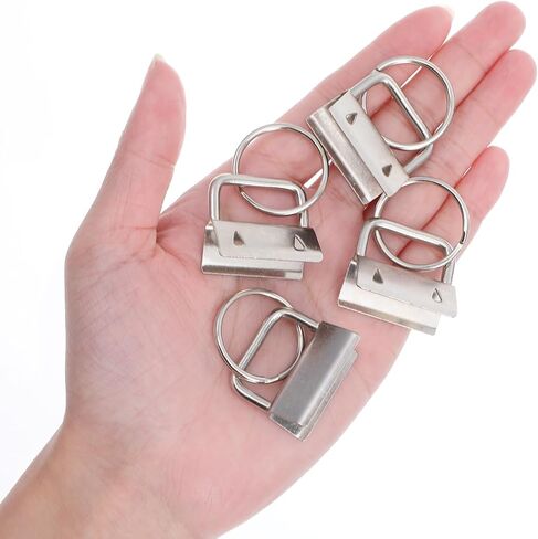 Dimeho Key Fob Hardware 150 Pcs, 1 Inch Keychain Wristlet Bulk Silver Metal Key Lanyard Keys Chain Making Hardware Supplies for Making Keys Chains Bags Hand Craft in Kuwait
