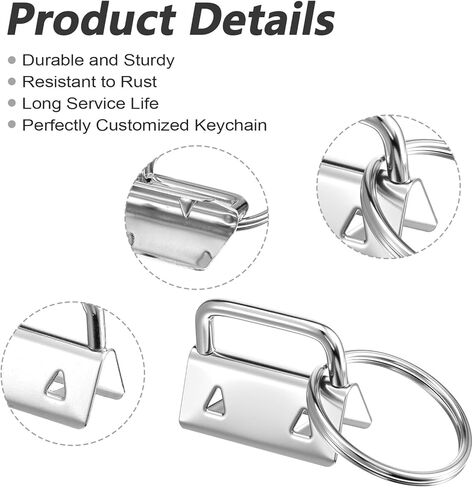 Dimeho Key Fob Hardware 150 Pcs, 1 Inch Keychain Wristlet Bulk Silver Metal Key Lanyard Keys Chain Making Hardware Supplies for Making Keys Chains Bags Hand Craft in Kuwait