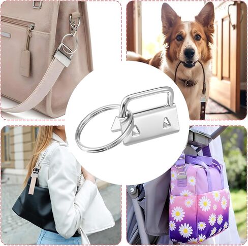 Dimeho Key Fob Hardware 150 Pcs, 1 Inch Keychain Wristlet Bulk Silver Metal Key Lanyard Keys Chain Making Hardware Supplies for Making Keys Chains Bags Hand Craft in Kuwait
