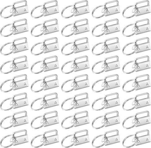 Dimeho Key Fob Hardware 150 Pcs, 1 Inch Keychain Wristlet Bulk Silver Metal Key Lanyard Keys Chain Making Hardware Supplies for Making Keys Chains Bags Hand Craft in Kuwait