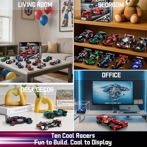 F1 Racing Car Building Block, F1 Speed Champions Toy,732 Pcs Model Car Kit, 10 Pack-Building Sets for Kids, Boys & Girls, Adults, Home Decor or Play, Gift Ideas for Birthdays, Christmas in Saudi Arabia