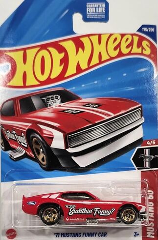 Hot Wheels '71 Mustang Funny Car, Red, 1:64 Scale Diecast Metal Toy Car, 175/250, Mustang 60th Anniversary 4/5 in Kuwait
