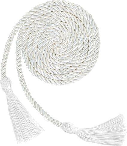 White Graduation Honor Cords, 67 Inch 3-Strand Thick Braided Rope for Class of 2025 & 2026 Graduates - Professional Graduation Gown Accessories for High School & College in Saudi Arabia