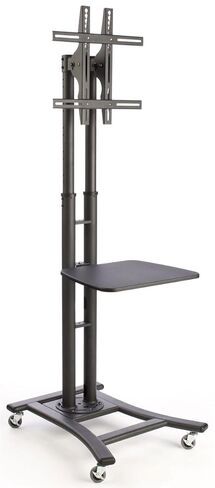 Displays2go TV Stand with Shelf, Holds 32 to 70 Inch Flat Screen Monitor, Height Adjustable and Tilting – Black (MBTVSBK2SS) in Kuwait