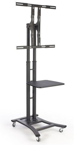Displays2go TV Stand with Shelf, Holds 32 to 70 Inch Flat Screen Monitor, Height Adjustable and Tilting – Black (MBTVSBK2SS) in Kuwait
