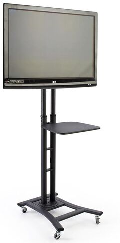 Displays2go TV Stand with Shelf, Holds 32 to 70 Inch Flat Screen Monitor, Height Adjustable and Tilting – Black (MBTVSBK2SS) in Kuwait