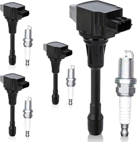 4PCS Ignition Coil Pack and Spark Plugs Set Compatible with Nissan Altima 07-18 L4 2.5L, for Cube 09-14 L4 1.8L, for Infiniti Q70 14-19 V8 5.6L, for FX50 09-13 V8 5.0L Replacement UF549 & 9029 in Saudi Arabia