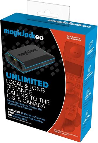 محول الهاتف MagicJackGO 2017 VOIP المحمول للمنزل وخدمة الهاتف الرقمي أثناء التنقل. قم بإجراء مكالمات محلية وبعيدة المدى غير محدودة إلى الولايات المتحدة وكندا. لا فاتورة شهرية. 2017 (1 حزمة) in Kuwait