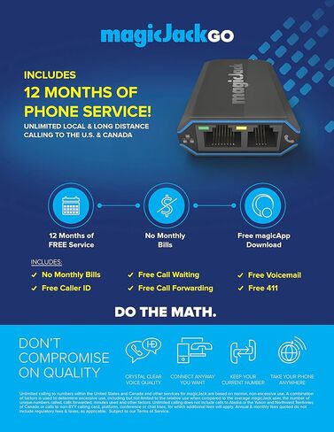 محول الهاتف MagicJackGO 2017 VOIP المحمول للمنزل وخدمة الهاتف الرقمي أثناء التنقل. قم بإجراء مكالمات محلية وبعيدة المدى غير محدودة إلى الولايات المتحدة وكندا. لا فاتورة شهرية. 2017 (1 حزمة) in Kuwait