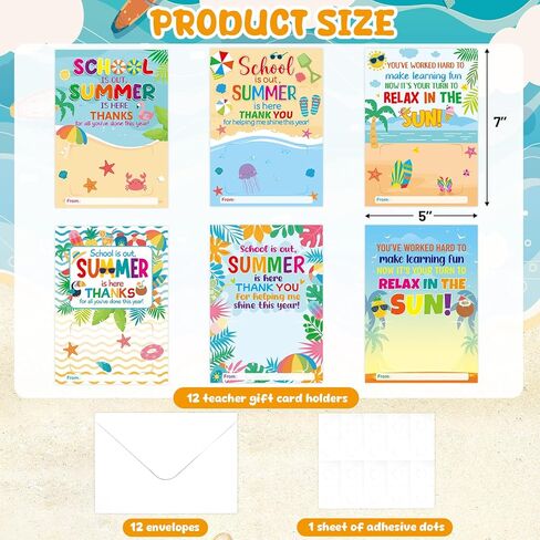Fancy Land 12 Pcs Teacher Appreciation Gift Card Holders Teacher Appreciation Gifts in Bulk for End of School Year Graduation in Kuwait