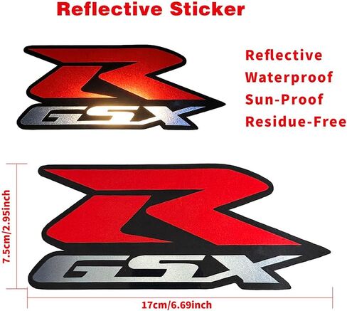 Motorcycle Reflective Flexible Vehicle Sticker Decorative Vinyl Bumper Sticks Gas Fuel Tank Badge Emblem Decals Sticker Compatible with GSXR 600 1000 750 1300 GSX-R in Saudi Arabia