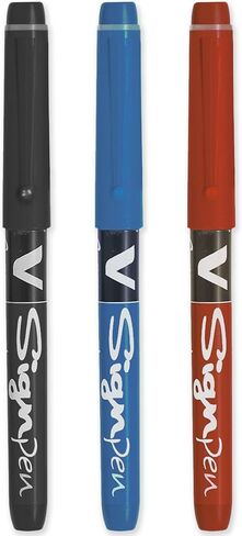 Pilot V Sign Pen - Fineliner Marker Pens - 2.0mm Nib Tip - 0.6mm Line Width - Essential Pack - Black, Blue & Red (3) in Saudi Arabia