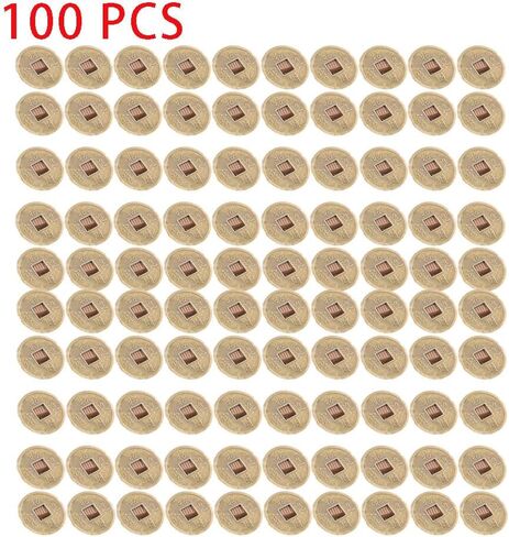 100PCS Ritual-Grade Feng Shui Lucky Coins | 13mm Brass-Tone Alloy Chinese Fortune Coins for Temples, Altars & Artisan Use in Kuwait