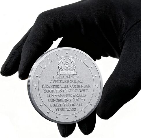 Saint Michael Archangel Protection Coin,1.57inch Zinc Alloy Christian Collectible,Featuring Saint Michael Prayer Christian Challenge Coin，Silver in Saudi Arabia