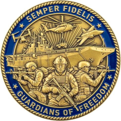 عملة تحدي مشاة البحرية الأمريكية، ثلاثية الأبعاد على الوجهين، عملة عسكرية Semper Fidelis "The Few The Proud"، Est.1775، حراس الحرية، هدية قابلة للجمع للمحاربين القدامى ومشاة البحرية in Kuwait