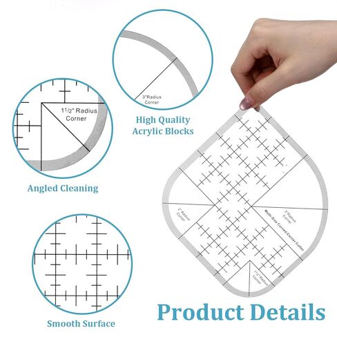 Rulers for Quilting and Sewing, Quilt Ruler Curved Corner Cutter Ruler Acrylic Quilting Templates for DIY Sewing in Kuwait