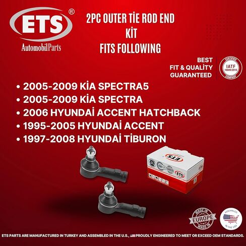 ETS 2 قطعة نهاية قضيب ربط خارجي Rh & LH ES3377 يناسب Hyundai Accent 1995-2005 / Elantra 2001-2006 / Tiburon 1997-2008 in Kuwait
