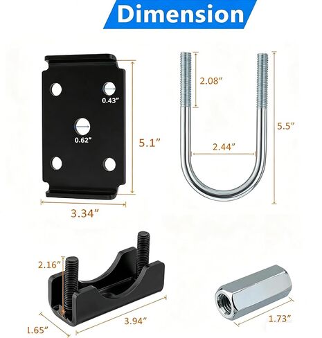 MISFORSPIRT Trailer U Bolt Kit for 2-3/8" Axle – Compatible with Dexter K7138400, 3500LB Heavy Duty U-Bolts, Spring Seats & Tie Plates – Corrosion-Resistant Complete Axle Repair Kit in Saudi Arabia
