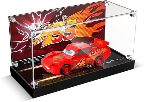Acrylic Display Case with LED Lights - Compatible with Lego 77255 Speed Champions Lightning McQueen Toy (Only Case - Model Not Included) in Saudi Arabia