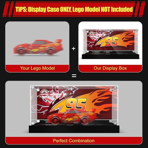 Acrylic Display Case with LED Lights - Compatible with Lego 77255 Speed Champions Lightning McQueen Toy (Only Case - Model Not Included) in Saudi Arabia