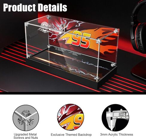 Acrylic Display Case with LED Lights - Compatible with Lego 77255 Speed Champions Lightning McQueen Toy (Only Case - Model Not Included) in Saudi Arabia