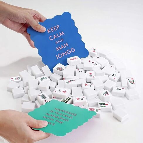 4PC Mahjong Tile Mixer, Games Decorative Wavy Edge & Printed Design Shufflers for Mixing and Shuffling Tiles Plastic Mahjong Accessories Gifts in Saudi Arabia