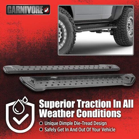 Carnivore Side Steps - Fits Ford Bronco 4-Door 2021-2023 - Ford Bronco 2022 Bronco Running Boards 2022 Ford Bronco Side Steps Accessories for Bronco 2022-74 Inches Long & 6.25 Inches Wide in Saudi Arabia